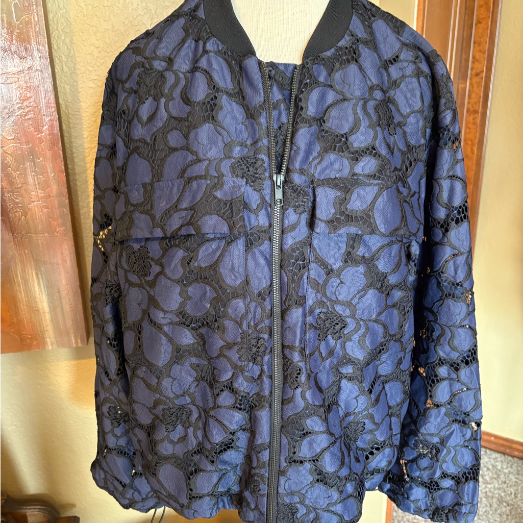 Kendall + Kylie Black And Blue Lace Women's Jacket